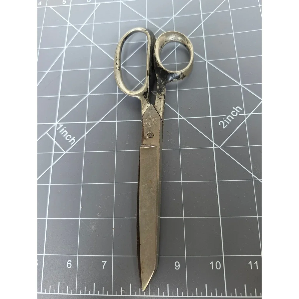 Vintage Clauss Fremont O USA 8 Inch Inlaid Blade Tailor Shears Sewing Scissors